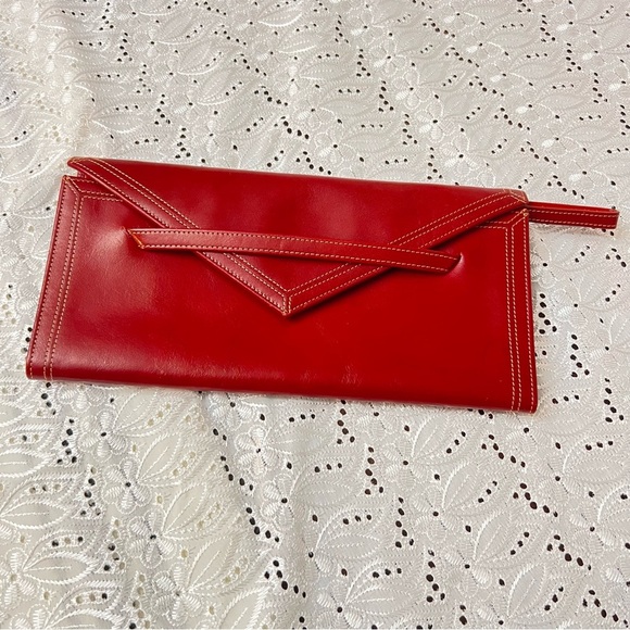 Tusk Elegant Red Leather Clutch - Picture 1 of 9